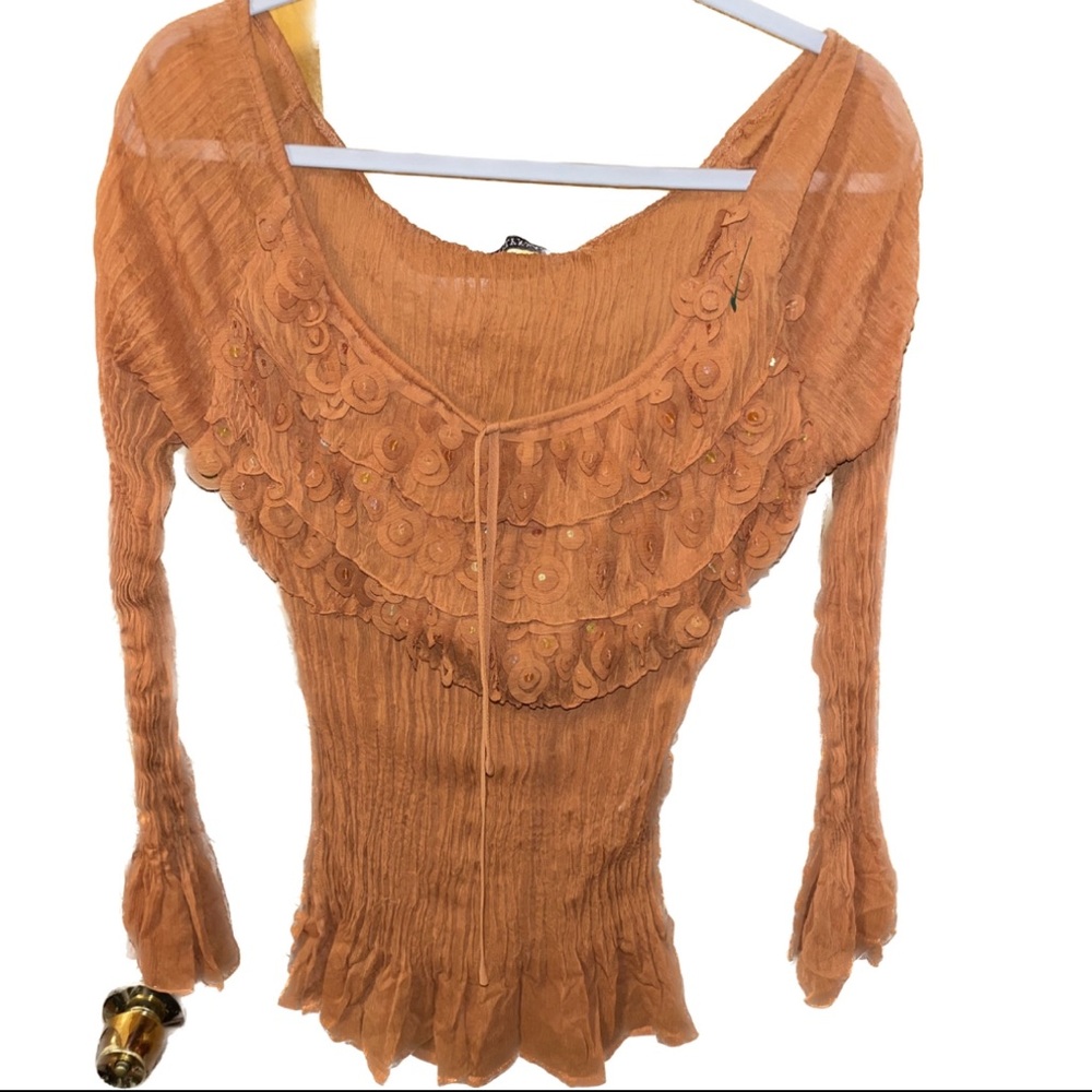 Women's Orange Ruffled Top
